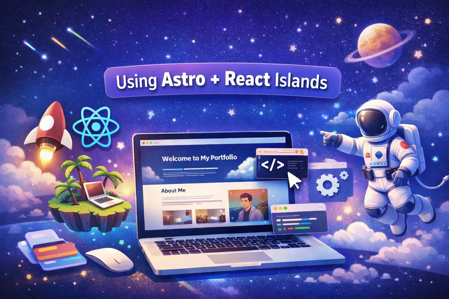 how i build my portfolio website using Astro + React islands